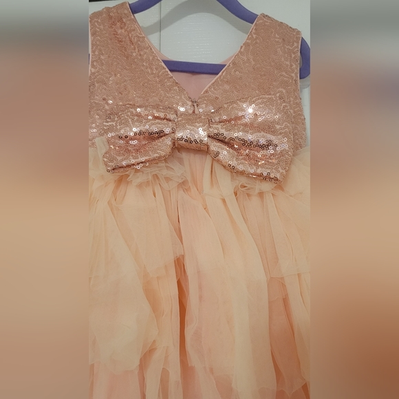 Toddler Girls Sequins & Tulle Flower Girl Dress with Sequin Bow size 2T - Picture 6 of 10